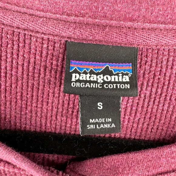 Patagonia Organic Cotton Waffle Henley Long Sleeve Top Small Mauve Raisin - Picture 9 of 9
